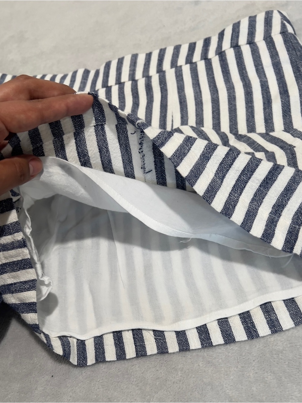 Anthropologie ett:twa blue and White Striped Women’s Linen Shorts - Picture 10 of 11